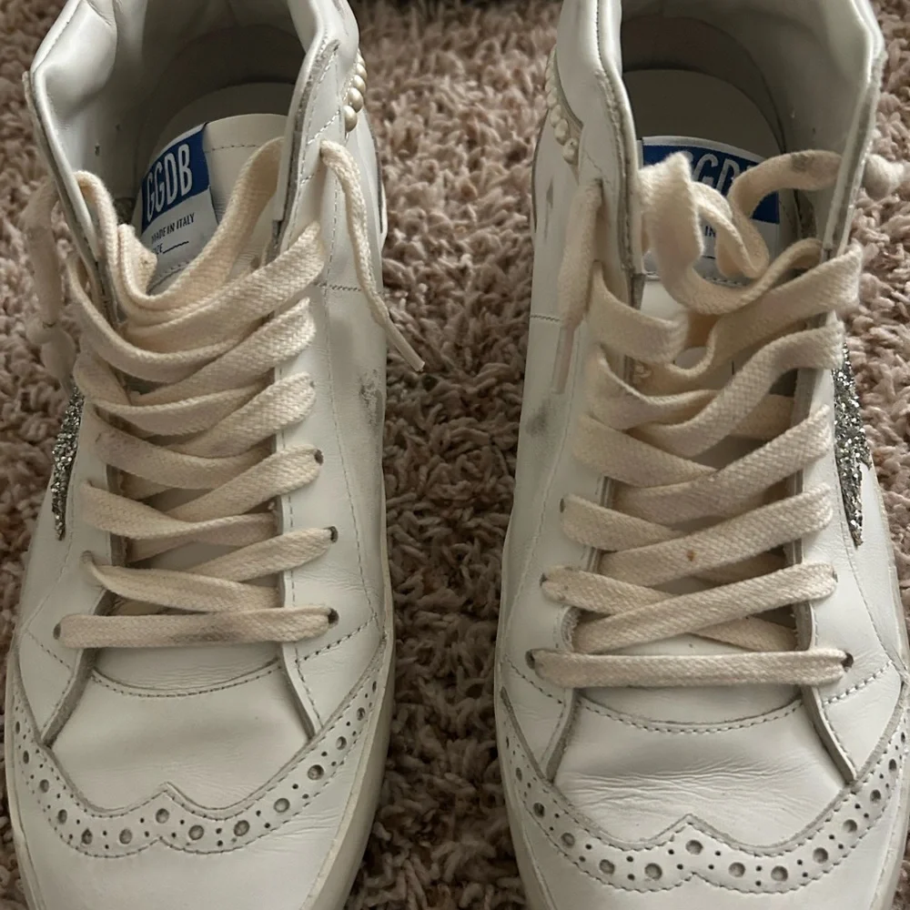Golden Goose Cream High-Tops with Glitter Star and Pearl Trim size 39 - Picture 9 of 9